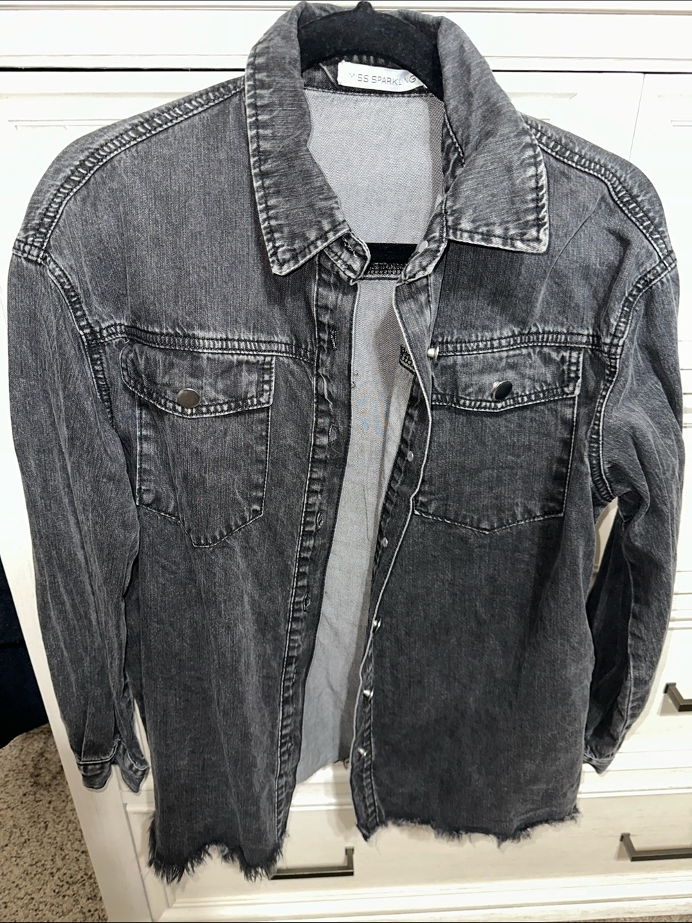 Cheer Mama Black Washed Denim Jacket Size Medium